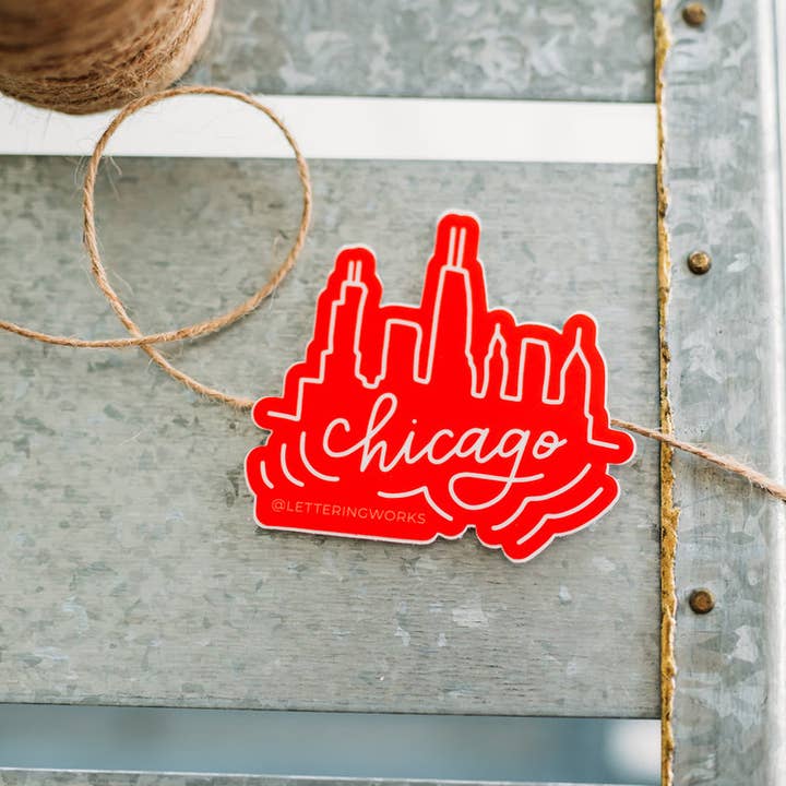Lettering Works - Wholesale Sticker - Chicago Skyline (Red) Vinyl Sticker1