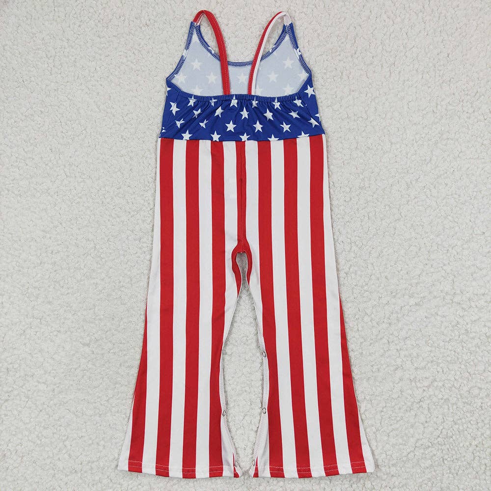 Aier Wholesale - Wholesale Jumpsuit - Kids - Baby Girls Star July 4th Strap Bell Bottom Jumpsuits1