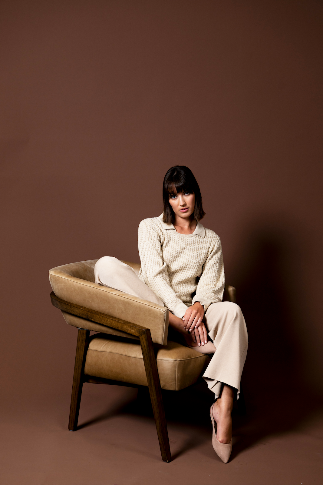 Biana - Wholesale Pants - Women's - Barb Milano-Knit Wide Leg Pants; Warm Beige4