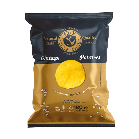 Potatoes Chips Sale Marino 10 x 120 gr per la vendita all'ingrosso da parte di Fox Nut&Snack