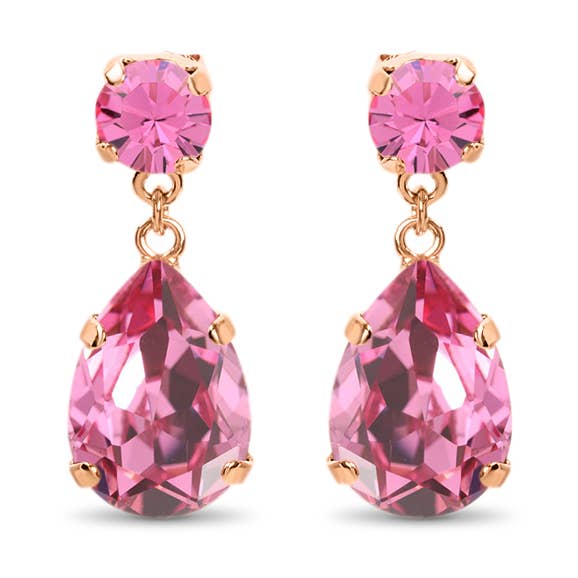 Olivia Pendientes con forma de gota, rosa rosa para venta al por mayor de Elayor Jewellery