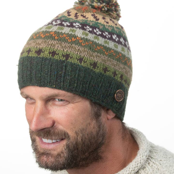 Black Yak Ltd - Wholesale Beanie - Unisex - Fair Isle Bobble Hat - Pure Wool - Knitted - Fair Trade13