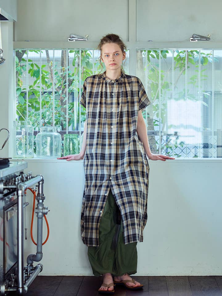 Claire-klänning Madrasbrun för wholesale av Fog Linen Work