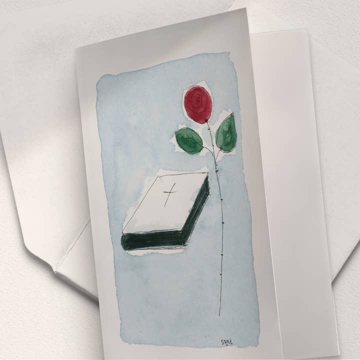 Bijbel en rode roos voor wholesale door Sari's ArtWork