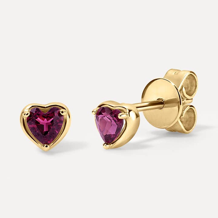 Birthstone Heart Studs for wholesale by Kelly Bello Design