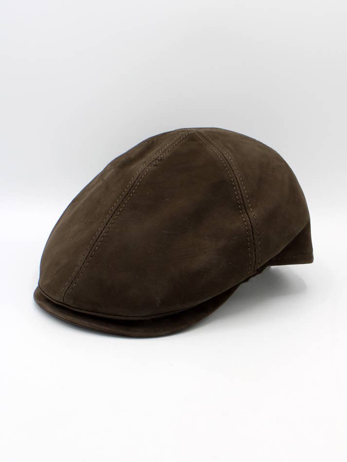 18260 Leather Cap - Brown for wholesale by Hologramme Paris