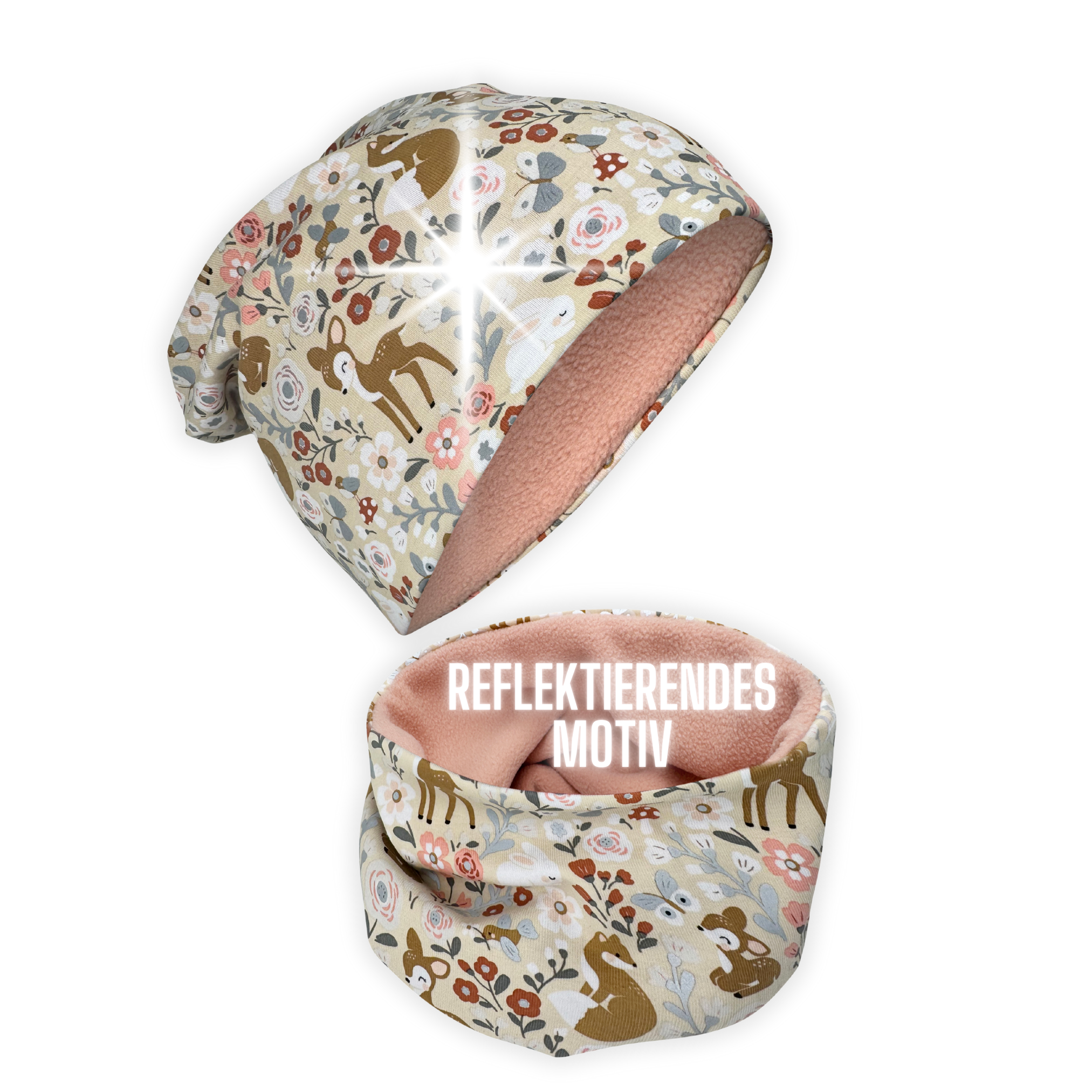HECKBO - Wholesale Beanie - Kids - 360° Reflector Beanie & Loop – Forest Animals - Fleece Inside0