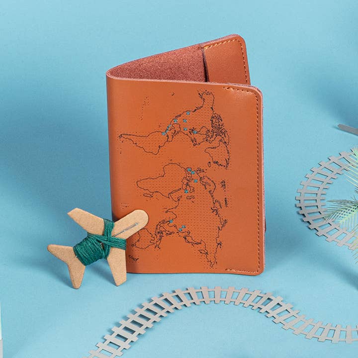 Chasing Threads - Wholesale Passport Case - Unisex - Stitch Where You've Been Passport Cover Kit - Brown Leather
