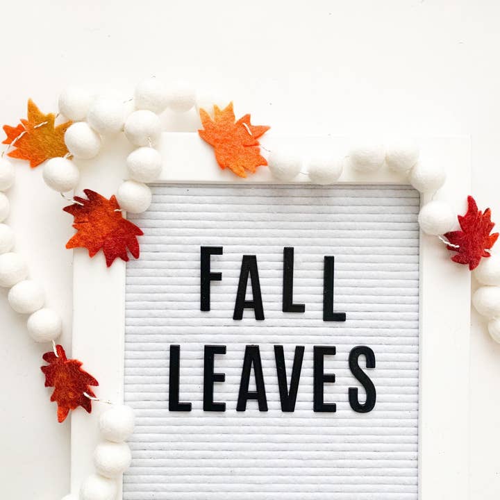 Fall Leaves Felt Ball Garland for wholesale by Pearl & Jane