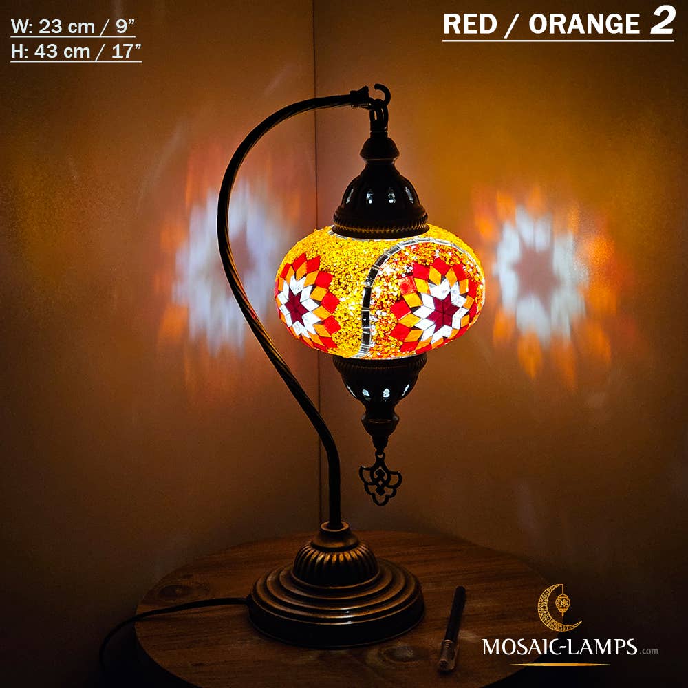 Mosaic Lamps - Wholesale Accent/Desk Lamp - 10+Colors - Gooseneck Large Globe Mosaic Table Lamp, Turkish74