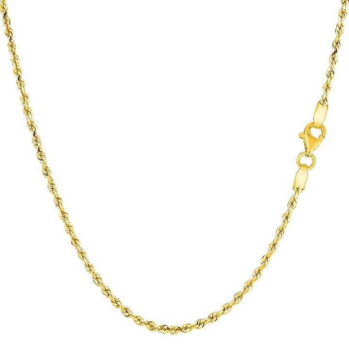 10k REAL Yellow Gold 1.50mm Shiny Hollow Rope Chain Necklace for Pendants and Charms with Lobster-Claw Clasp (16", 18" or 20 inch) for wholesale by The Diamond Deal