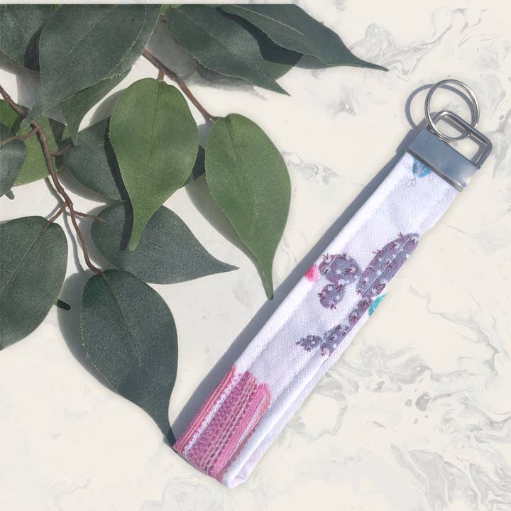 Rosa, lila och blå kaktus Print tyg nyckelring, nyckelring för wholesale av MDStickerShop