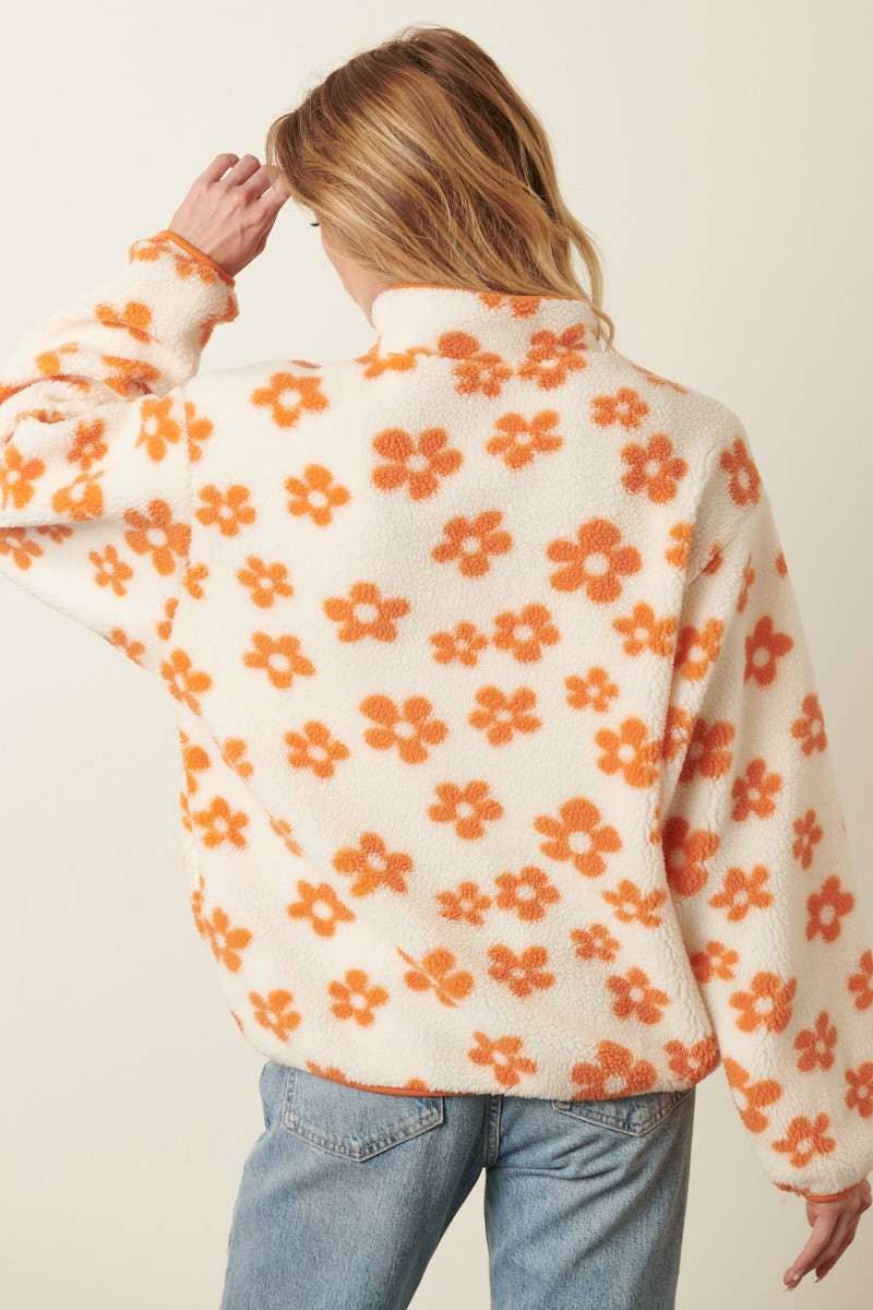 mittoshop - Vente Sweat-shirt – femme - PULL ZIPPÉ EN FOURRURE À MOTIF FLORAL9