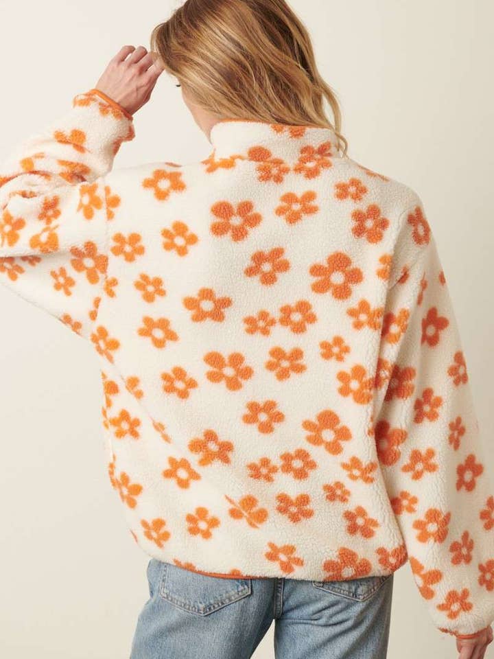 mittoshop - Wholesale Sweatshirt - Women's - FLOWER PATTERN FUR ZIP-UP FRONT PULLOVER TOP8