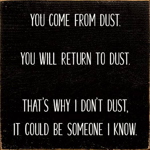 SAWDUST CITY - Wholesale Sign - You come from dust. You will return to dust- Funny Wood Sign1