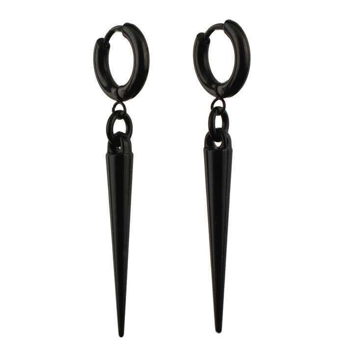 Boucles d'oreilles minimalistes noires à clous huggie pour la vente par Rebeca Mojica Jewelry