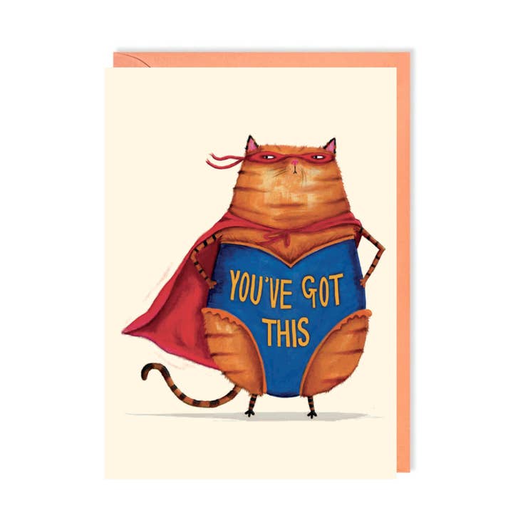 You've Got This Superhero Cat Greeting Card for wholesale by Charley Rabbit Cards