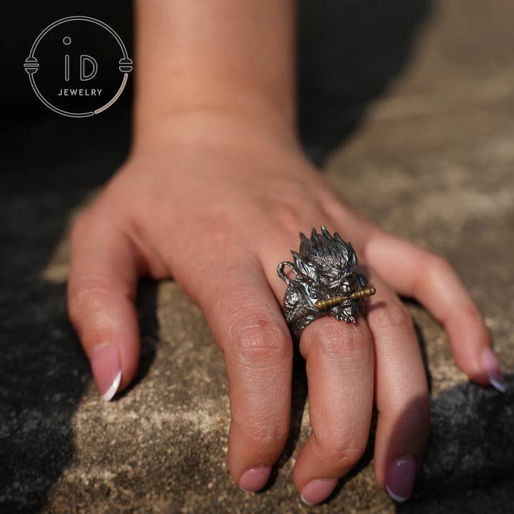 idjewelry - Wholesale Cocktail/Statement Ring - Black Wukong Ring - 925 Silver Gothic Design, Statement Jewelry for Fantasy Lovers4