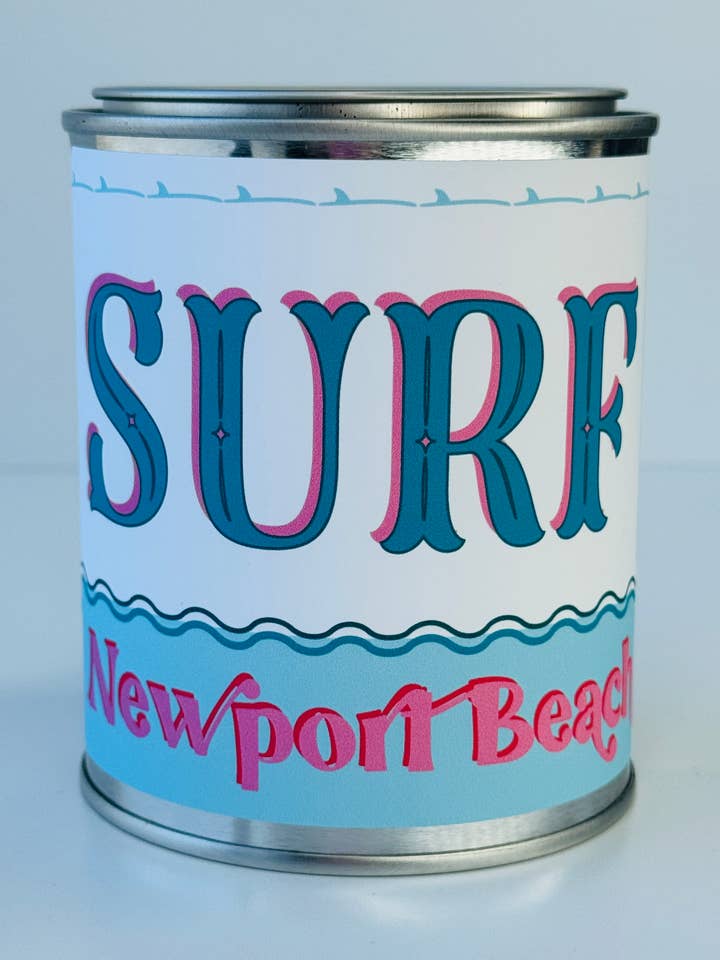 Surf Newport Beach - Candela in latta Paint per la vendita all'ingrosso da parte di Rambling Caravan