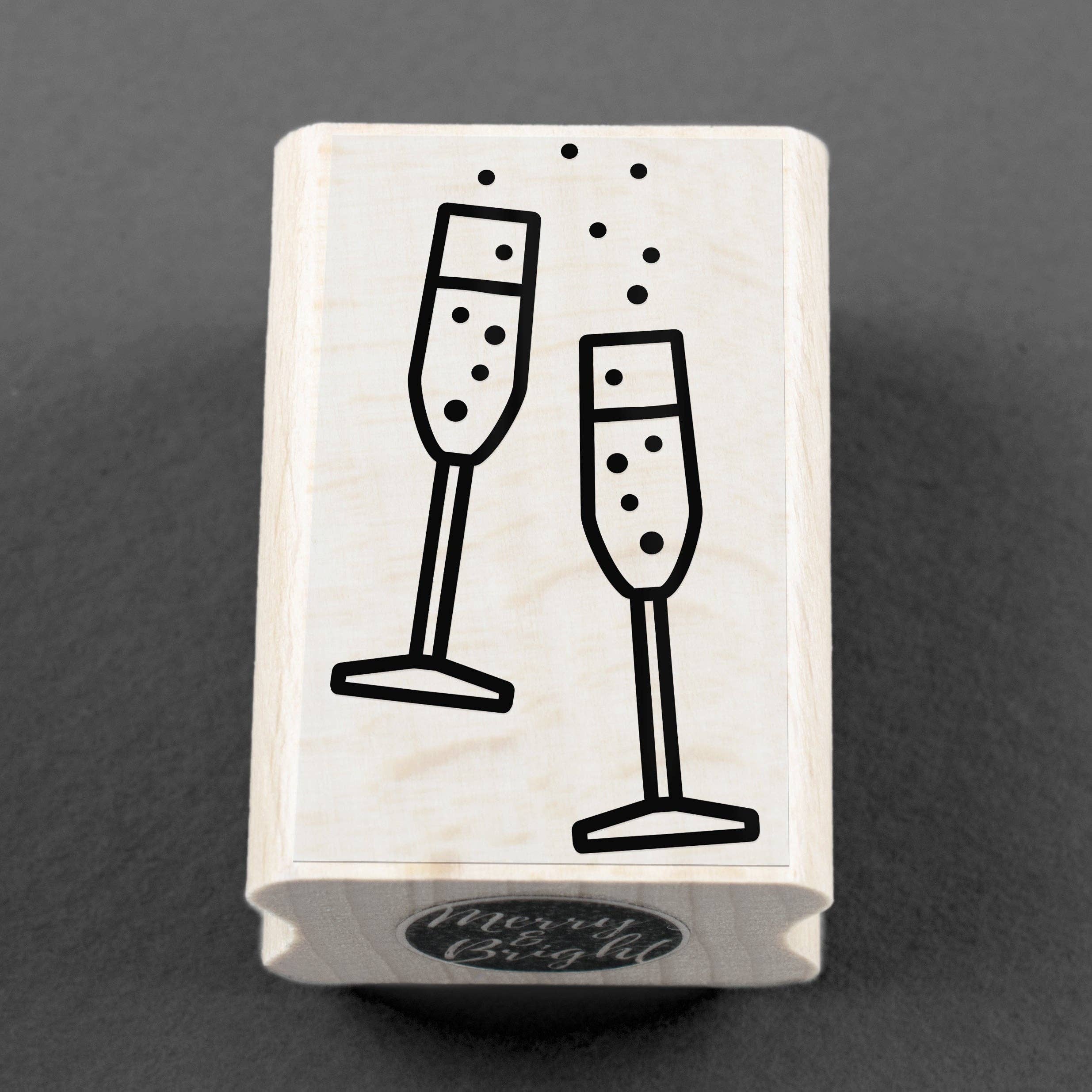 Merry and Bright - Wholesale Rubber/Decorative Stamp - Stamp champagne glasses 20 x 35 mm0