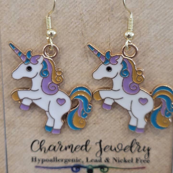 Con-Quest Crafts - Wholesale Jewelry Set - Unicorn & Pegasus Cute Earrings, Necklaces and Zipper Pulls
