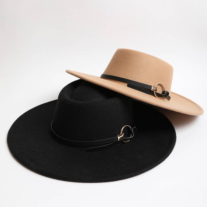Leto Accessories - Wholesale Fedora - Women's - Classic Bolero Hat with Gold Ring Buckle – Wide Brim Style