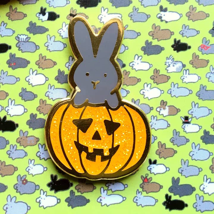 Pumpkin Bunny Halloween Pin for wholesale by Fubini Crafts