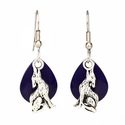 Sm. Purple Wolf Earrings for wholesale by Eye Catching Jewelry
