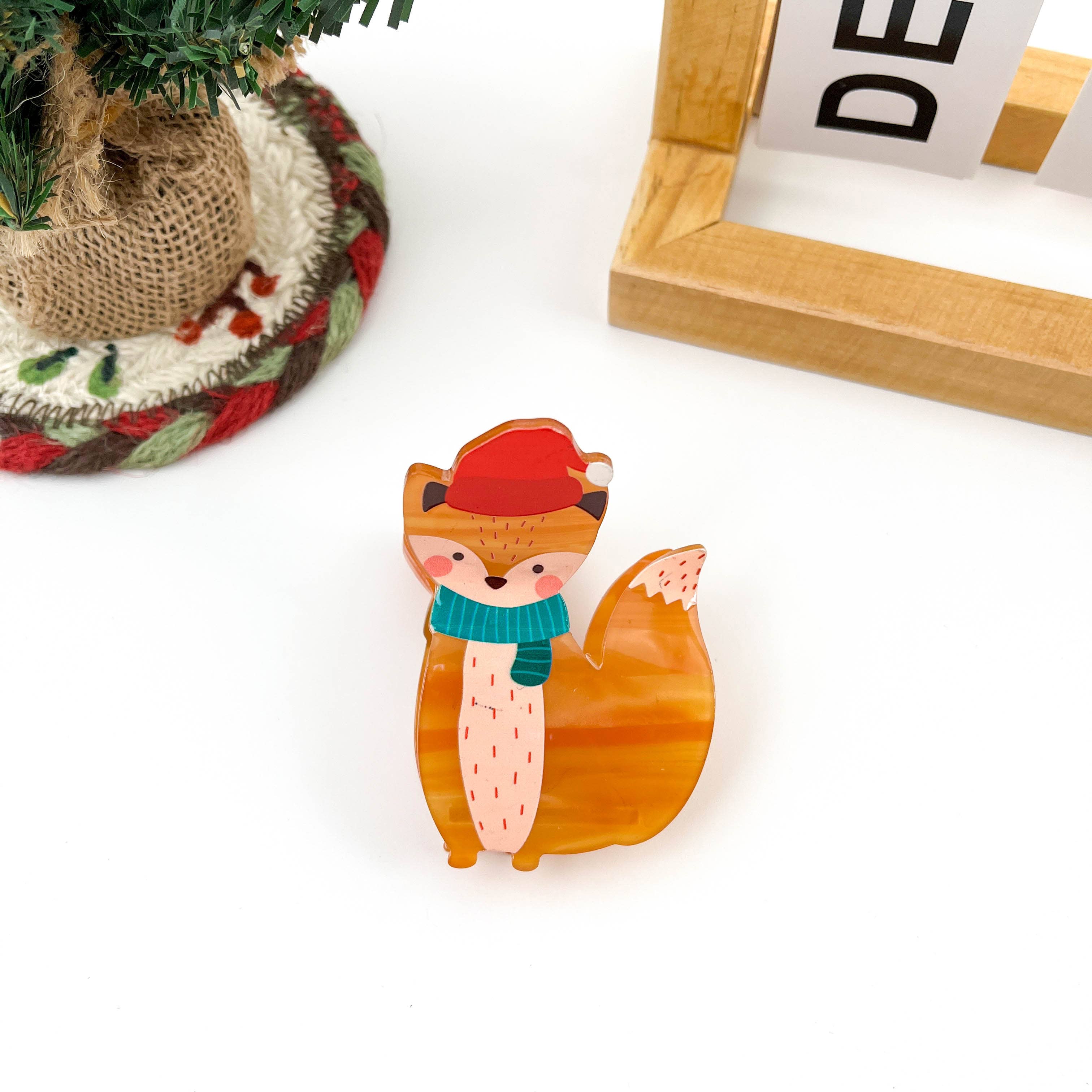 mildstyles - Wholesale Hair Clip - Women's - Winter Scarf Animal Acrylic Printed Christmas Hair Claw Clip2