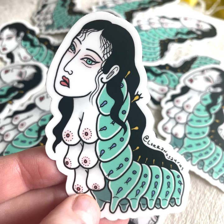 LOR&INK - Wholesale Sticker - Madame Caterpillar 3" Bugs With Boobs Weird Funky Sticker