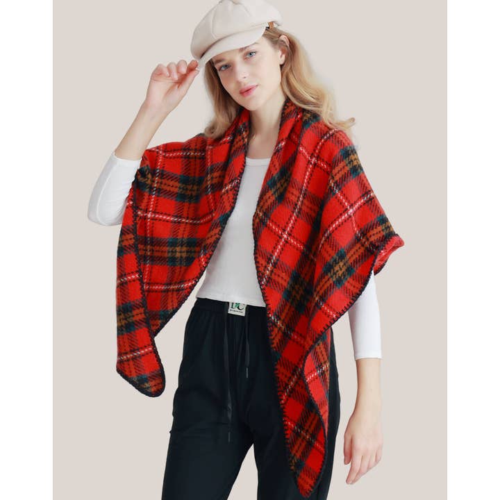 JC Sunny Fashion - Vente Écharpe – femme - Écharpe à carreaux triangulaire JC02350614