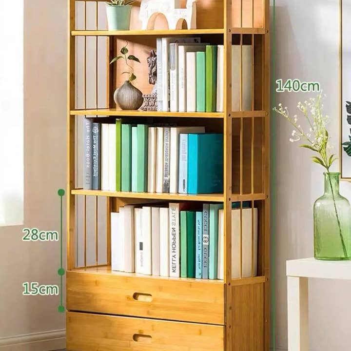 everythingbamboo - Wholesale Bookcase - Bamboo Wooden Bookcase Bookshelf Multi-Tiers Storage Rack Shelf Office Furniture8