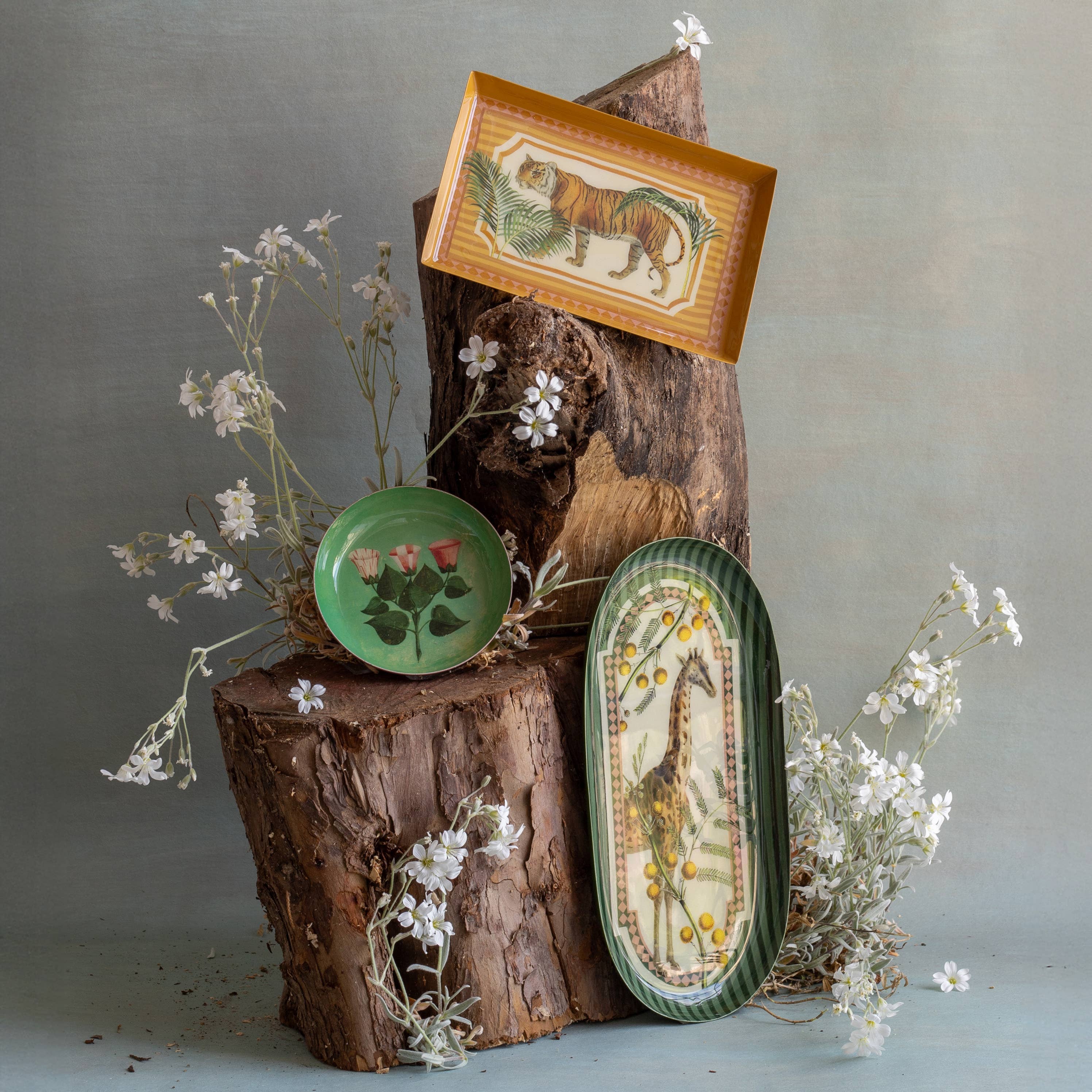 Roomytown - Vendita all'ingrosso Vassoi decorativi - Vassoio Ovale in Smalto - Giraffa1