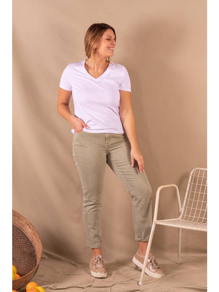 Nagev - Vente T-shirt – femme - Tee-Shirt Femme Blanc En Coton Bio - Cathy La Vie En Vert