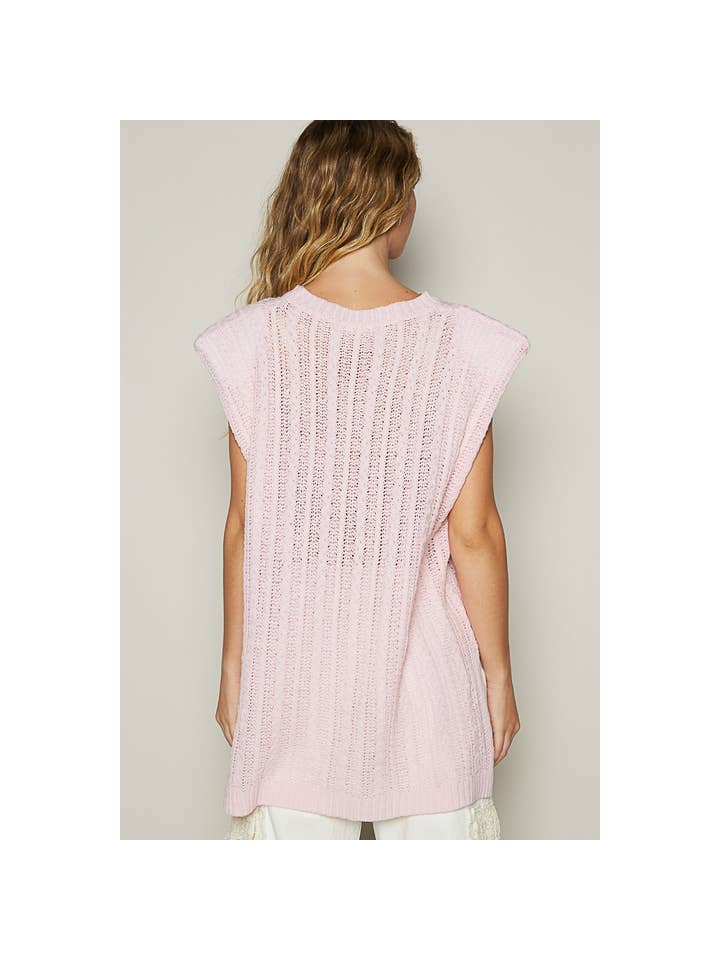 Pol Clothing - Vente Pull en maille – femme - Top rond sans manches à lettrage graphique