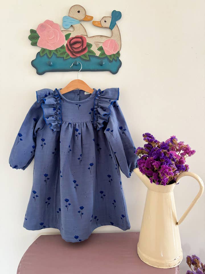 Blue Muslin Dress for wholesale by Maria Jasmim Baby & Child