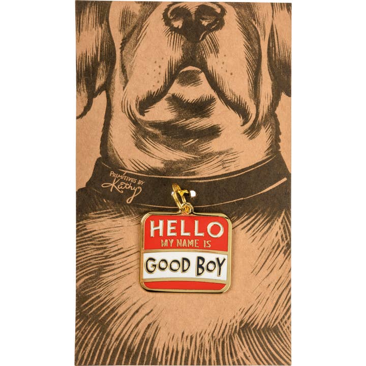 Primitives by Kathy - Wholesale Pet Collar - Dog - Hello My Name Is Good Boy Collar Charm2