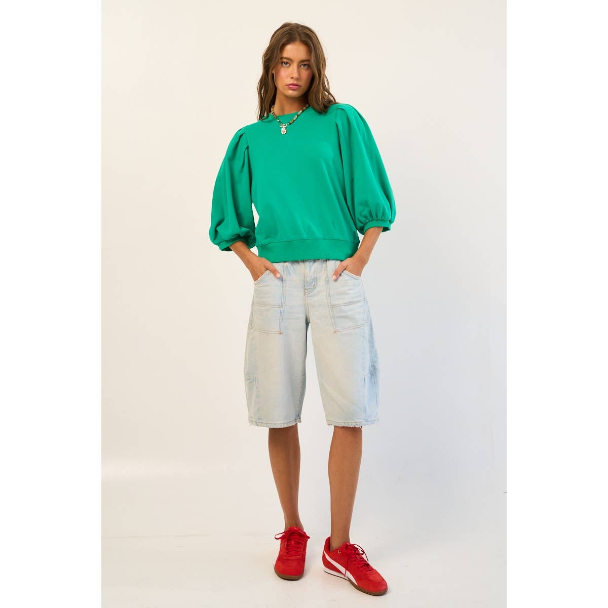 The GREii - Wholesale Sweatshirt - Women's - Premium French Terry Puff Sleeve Pullover27