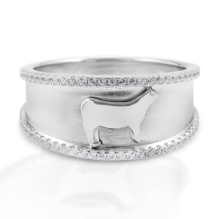Kelly Herd Steerring mit Kristallakzent — Sterlingsilber für den Großhandel von Kelly Herd Jewelry