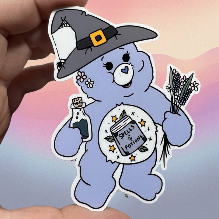Witchy Care Bear Glossy Vinyl Water Resistant Sticker for wholesale by familiar sadie