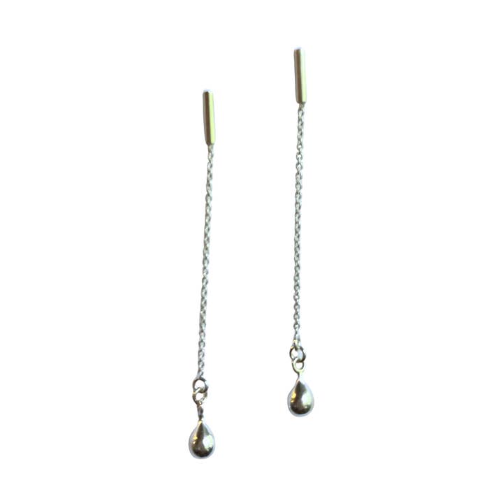 Drop Chain Earrings, Silver for wholesale by Rain City Forge
