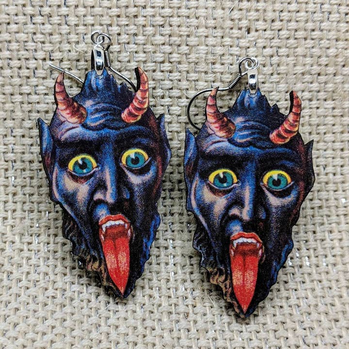 Krampus Christmas Earrings for wholesale by Iamsonotcool