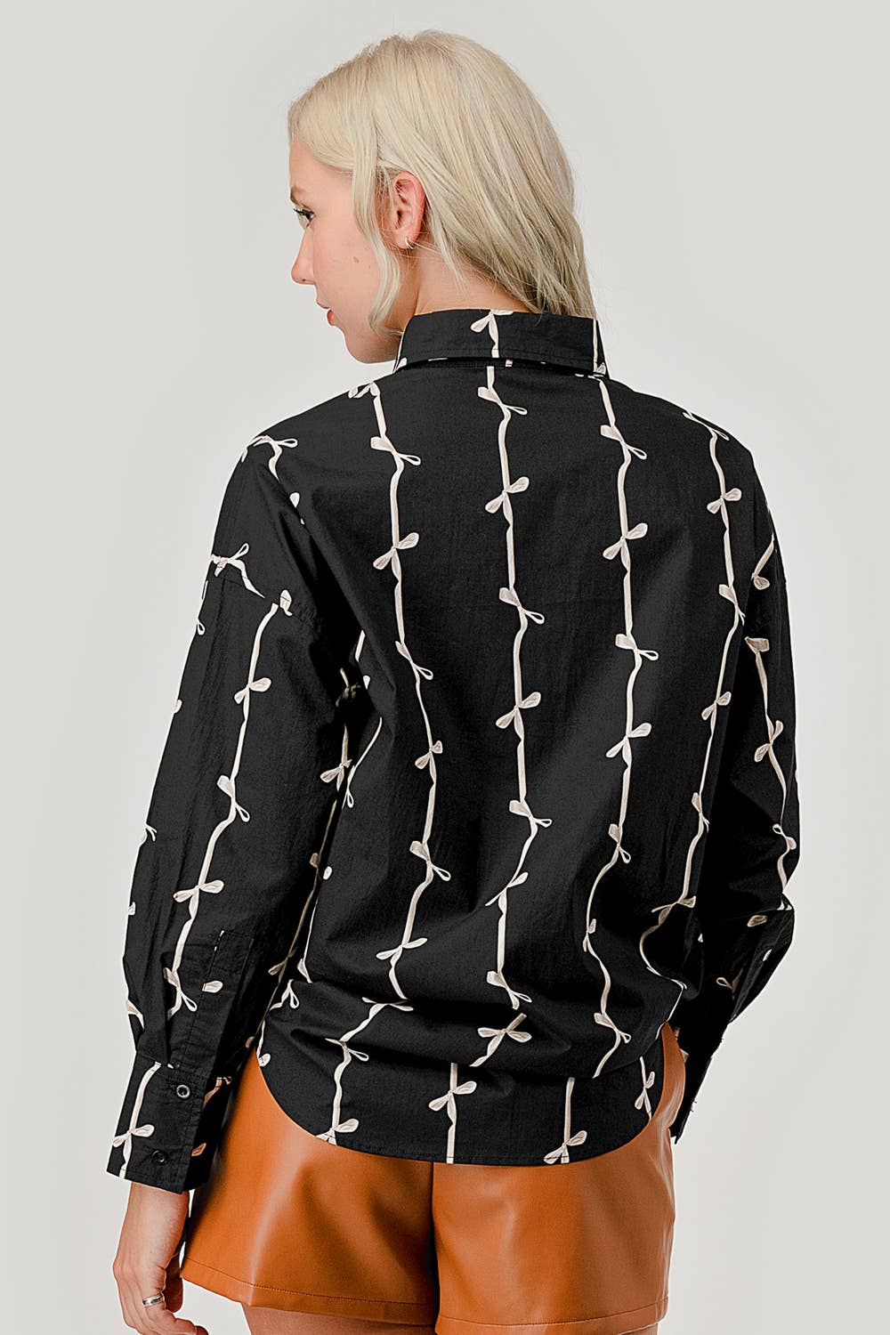 GeeGee x Lovelo - Wholesale Button Down Shirt - Women's - Ribbon Stripe Pattern Button-Up Shirt, OT5091811