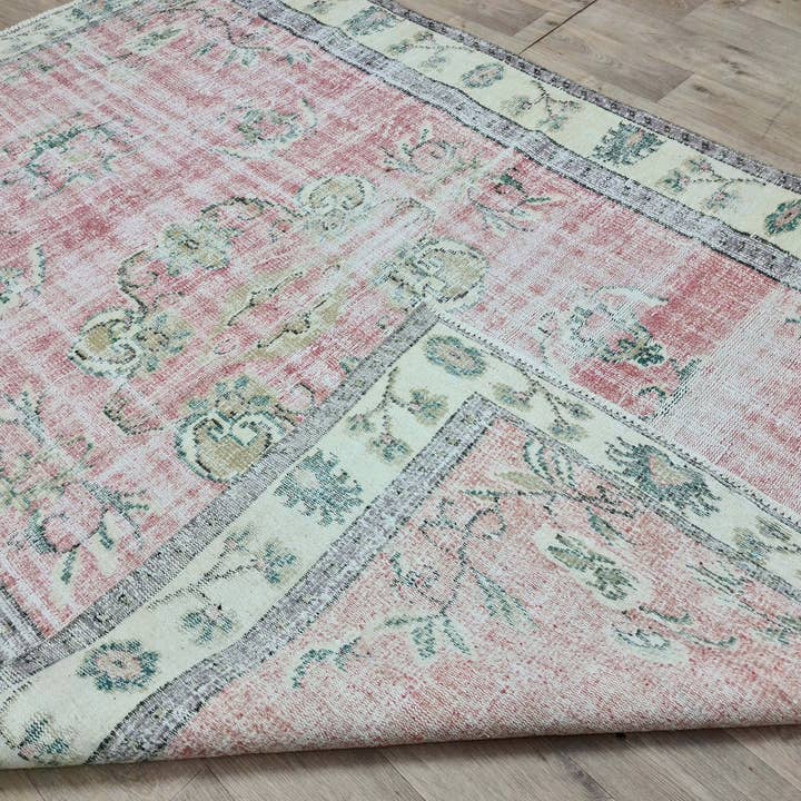 MesopotamiaRugs – wholesale Area rug – 6x9 Pastel Color Vintage Turkish Rug for Under Dining Table or Under Bed4