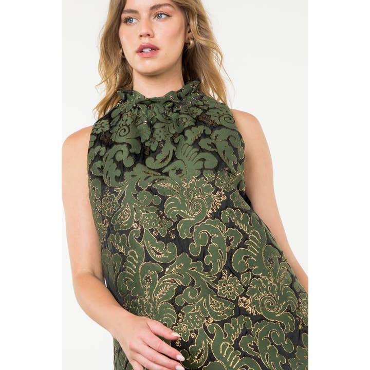 BLACK Sleeveless Textured Print Dress for wholesale on Faire