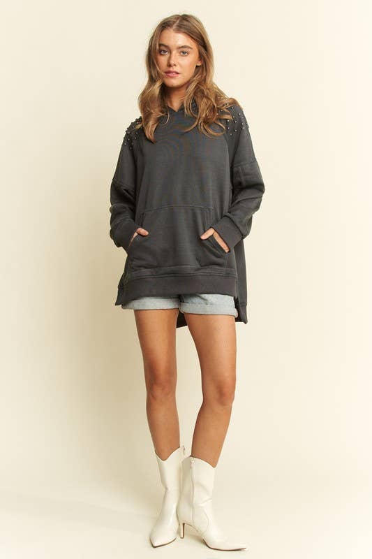 JADE BY JANE - Vendita all'ingrosso Felpa con cappuccio - Donna - FELPA CON CAPPUCCIO E BORCHIE JJT50443