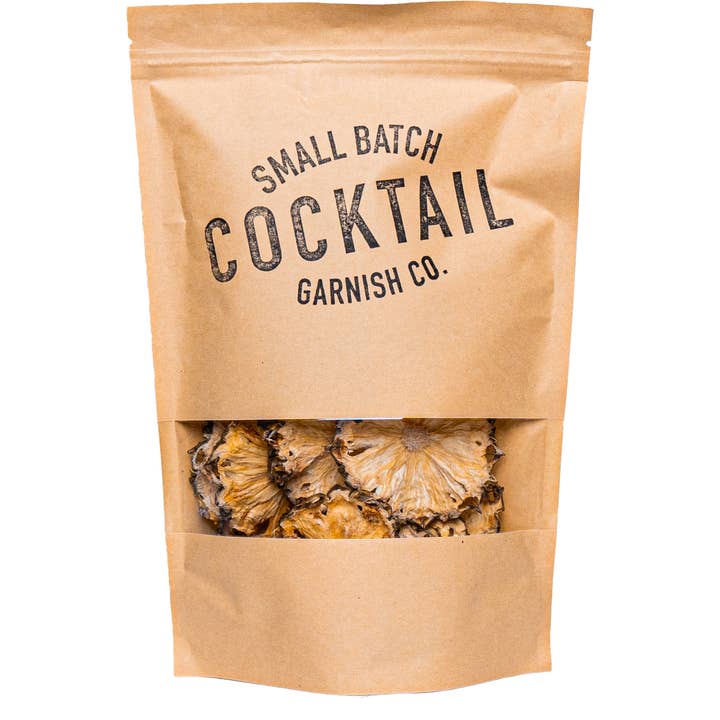 Cocktail Garnish Co. - Vente Fruits secs/déshydratés - Tranche d'ananas déshydratée (avec écorce), 14 tranches
