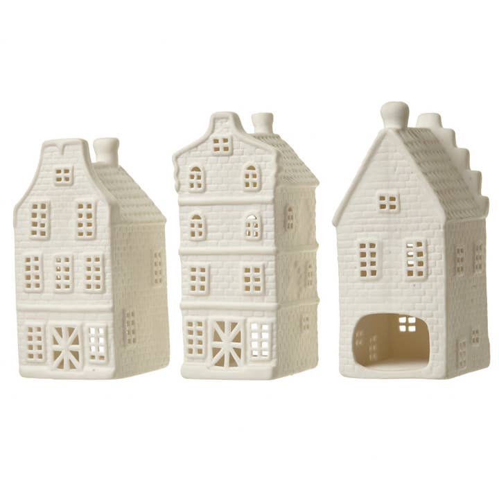 PORCELAIN HOUSE T LIGHT HOLDER MIX for wholesale by Heaven Sends
