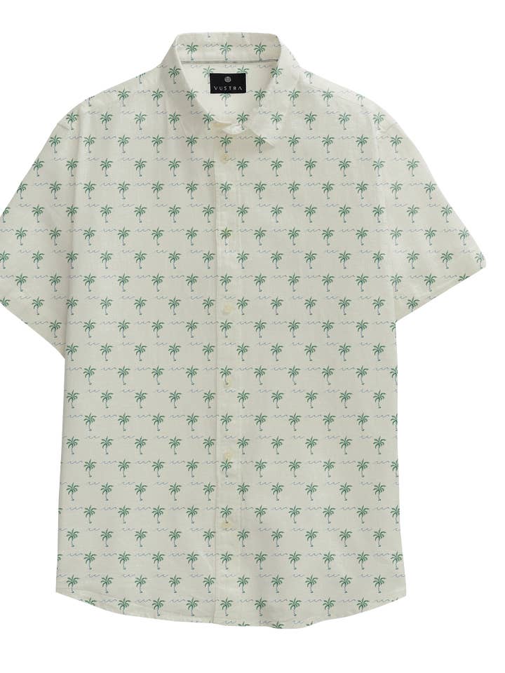 Kurzarm-Leinenhemd aus Kokosnuss/VM02-126-352 für den Großhandel von Vustra