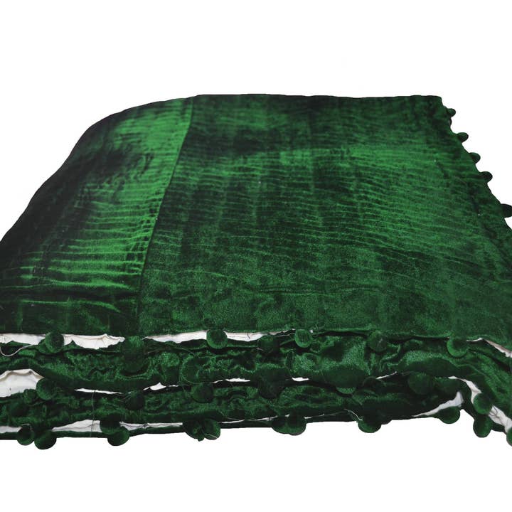Emerald Green Velvet Quilt, Pick Stitch Bedspread for wholesale by Amore Beauté
